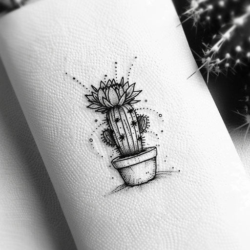 Abstract small cactus flower tattoo design