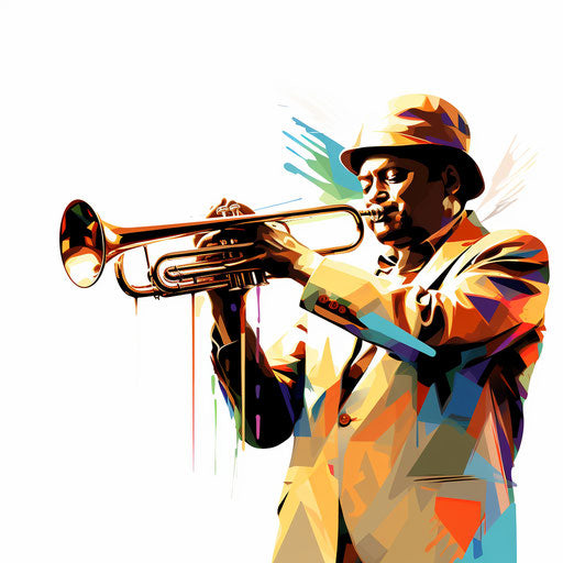 Trombone drawing in the style of Chiaroscuro Art on white background