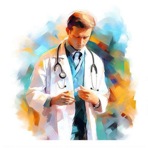 Impressionistic medical clip art on white background