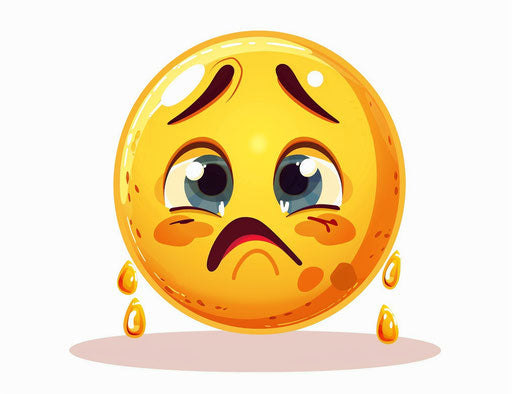 Crying emoji clipart face on plain white background