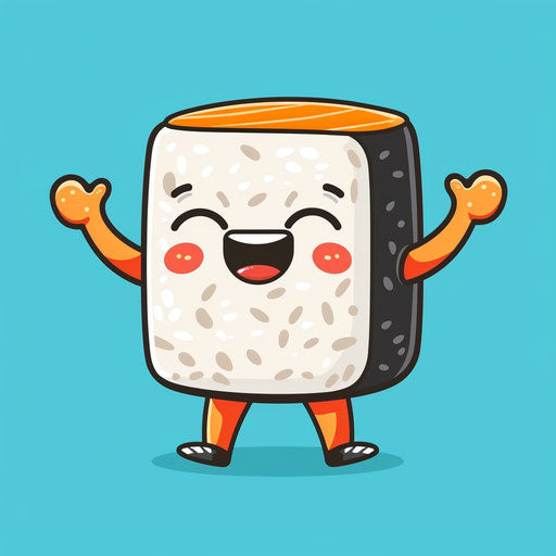 Sushi roll mascot dancing