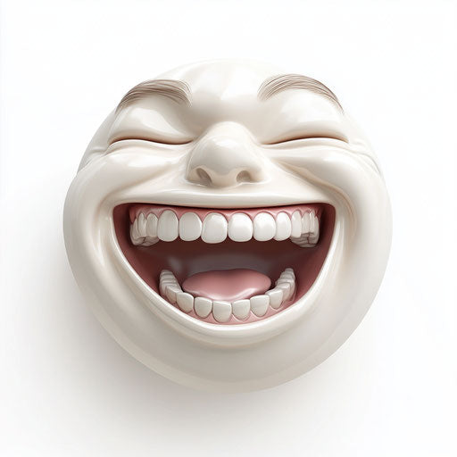 3D laughing on flat white background, isolated clipart