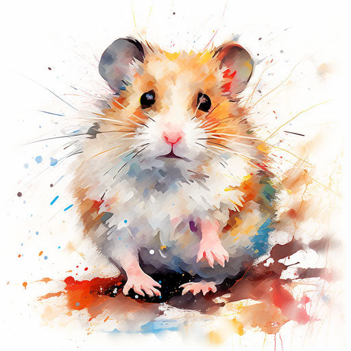 Hamster clipart in the style of Impressionistic Art, on a white background