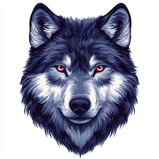 Sketch of realistic wolf tattoo with piercing eyes on pure white background