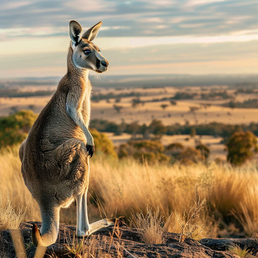 Western grey kangaroo on a hill in Australia