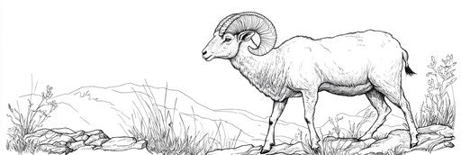 Very simple bighorn sheep coloring page 3:1