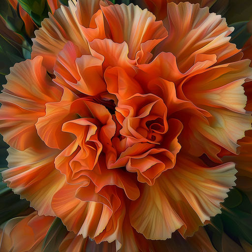 Digitally Enhanced Orange Carnation Flowers