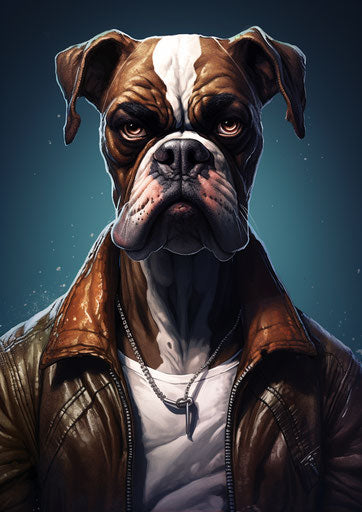 Boxer print in edgy caricature style