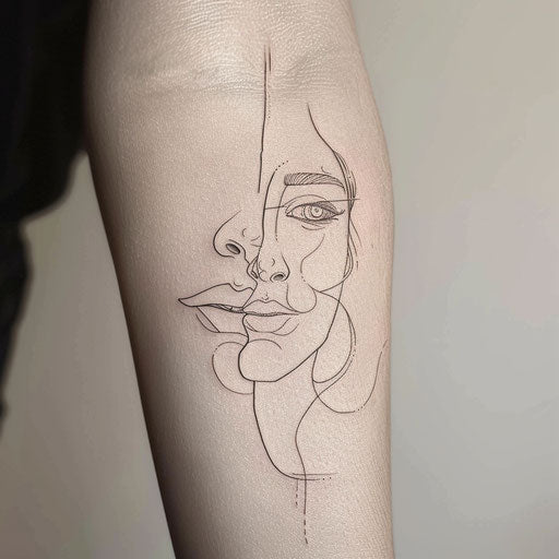Elegant flat tattoo sketch of a human face