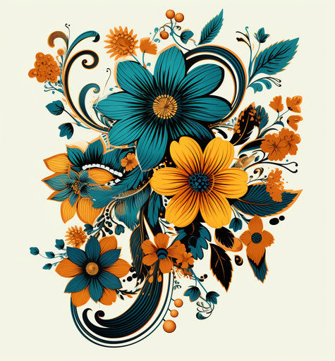 Henna abstract flowers, flower vector pattern