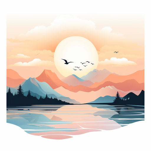 Sunrise clipart in the style of Pastel Colors Art