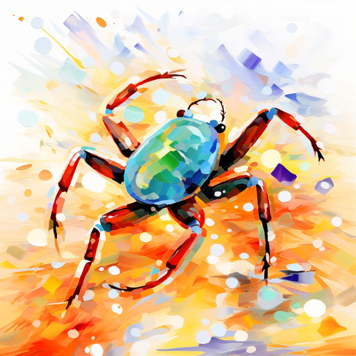 Tick illustration in the style of Impressionistic Art, on white background