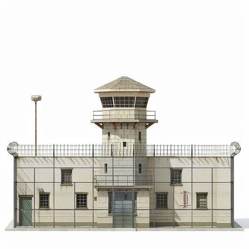 Realistic prison clipart on white background with rich colors