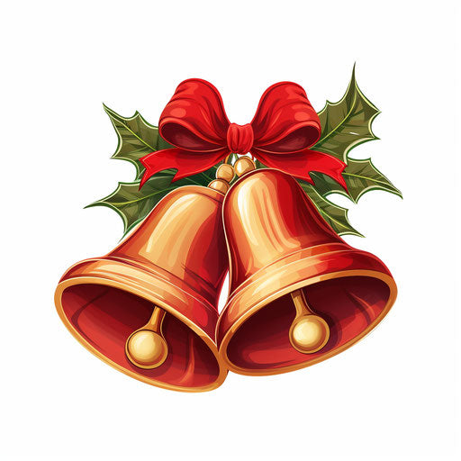 Christmas bells clipart in the style of Chiaroscuro Art, on a white background