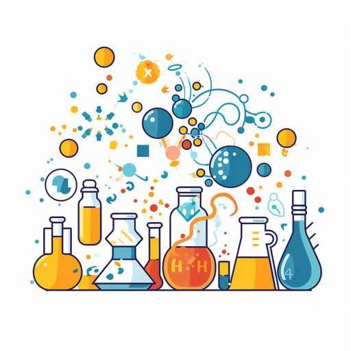 Minimalist style clipart of chemistry, on white background