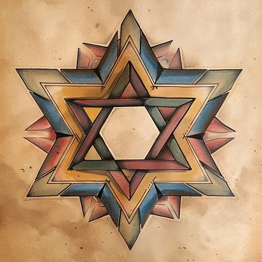Vintage sketch of a Star of David with a retro vibe