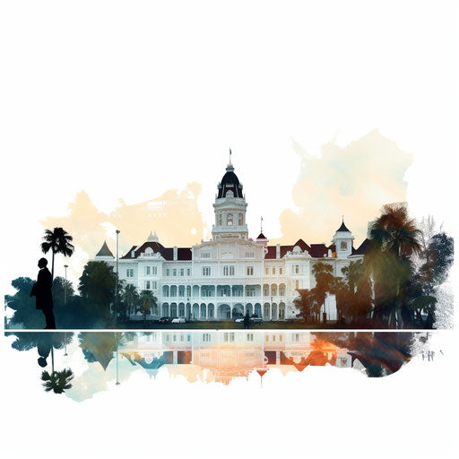 Building silhouette in PNG Impressionistic Art style on white background