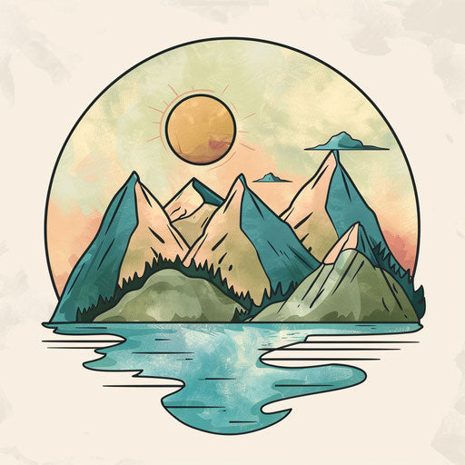 Serene landscape with mountains and lake