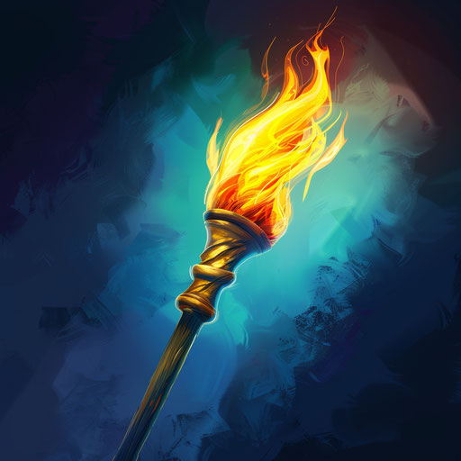 Photo realistic torch clipart with flat random color background