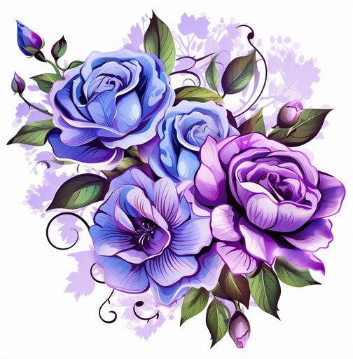 Purple flower, traditional Chinese art