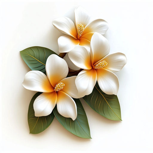 3D Hawaiian flower in photo realistic style on flat white background, isolated clipart