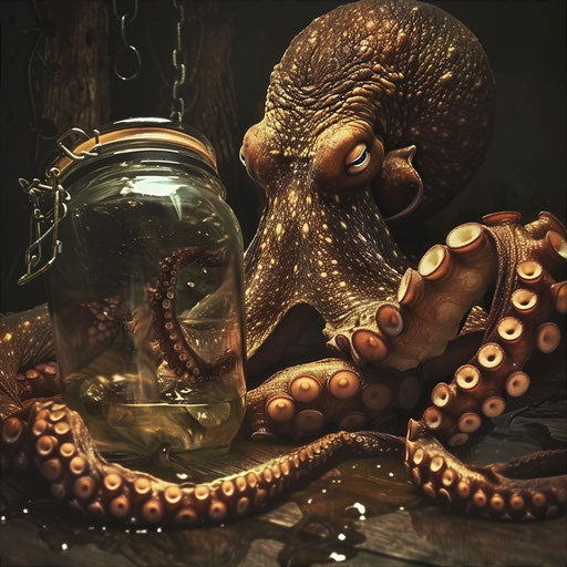 Smart octopus opening a jar with dexterity