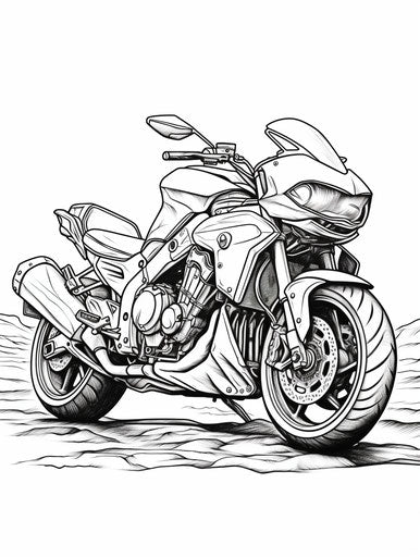 Xbox 360-style motorcycle coloring page, auto body, animal intensity