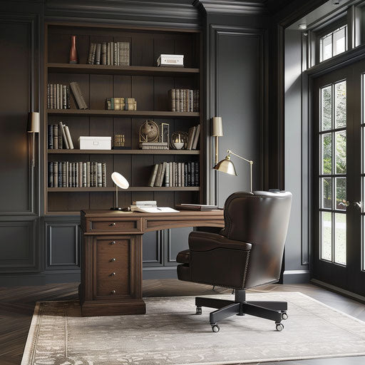 Sophisticated home office with leather executive chair