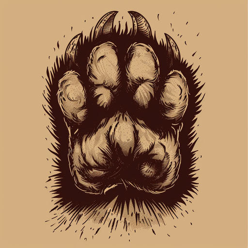 Vintage bear paw tattoo sketch in sepia tones
