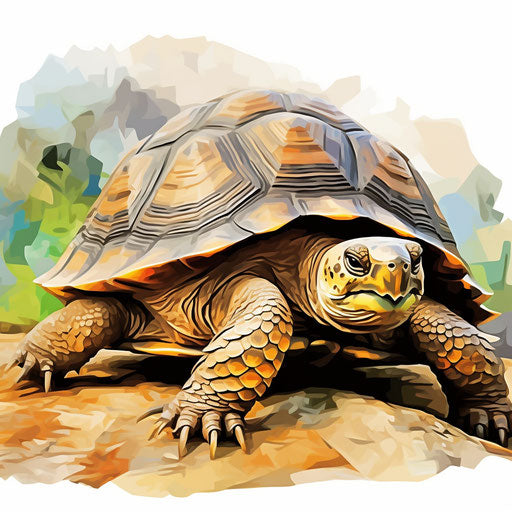 Tortoise clipart in the style of Impressionistic Art, on white background