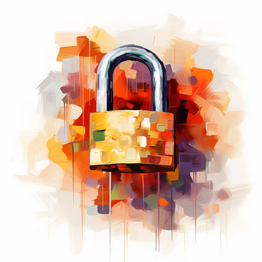 Padlock clipart in the style of Impressionistic Art, on white background