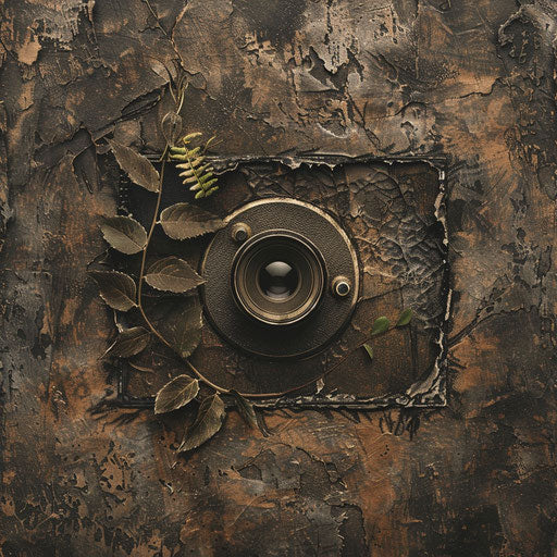 Handcrafted photography logo with earthy tones and natural texture background