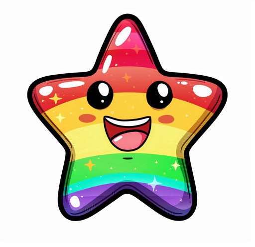 Rainbow star with cartoon face