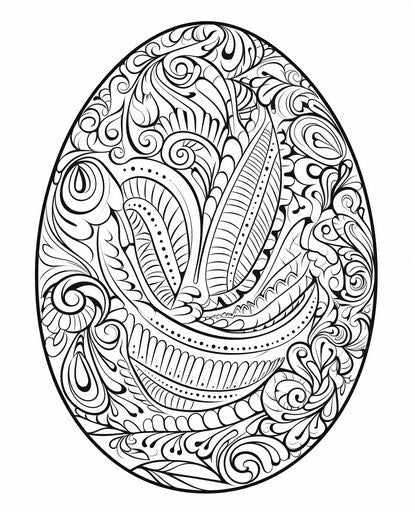 Egg coloring page with details, in the style of expansive, highly ornate 25:31