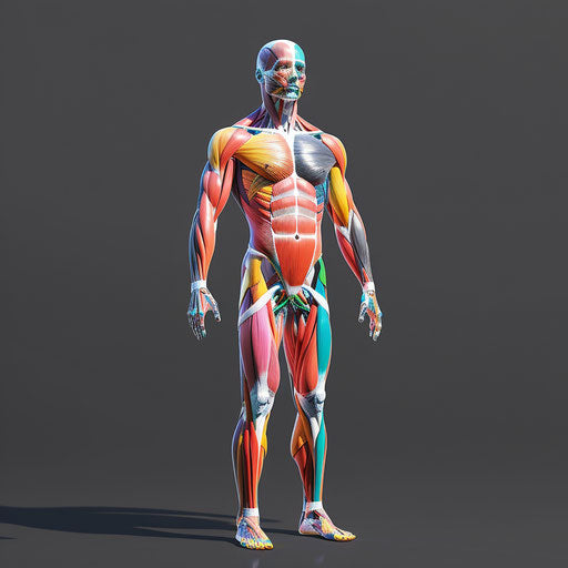 Human body clipart with flat random background, vibrant tones