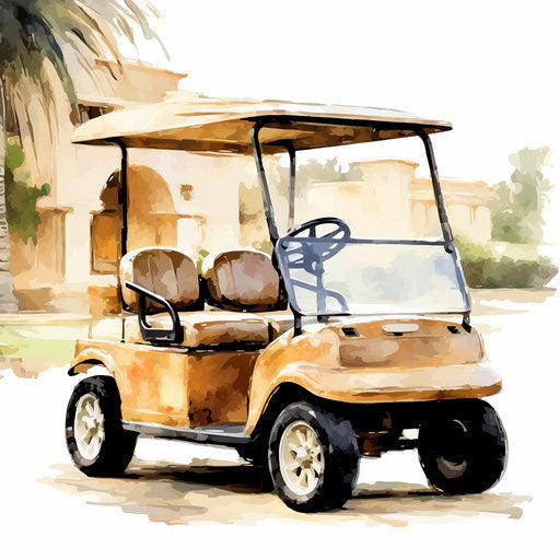 Impressionistic golf cart illustration on white background