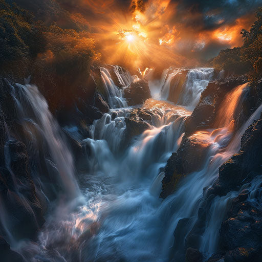 Tegenungan Waterfall with powerful flow and moody ambiance