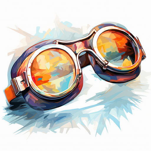 Goggles clipart in the style of Impressionistic Art, on a white background