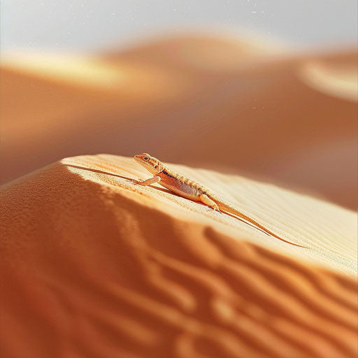 Lizard crawling on a desert sand dune