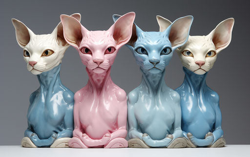 Ethiopian sphynx cats, light maroon and dark blue style