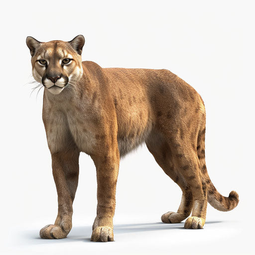 Realistic illustration of a mountain lion on flat white background