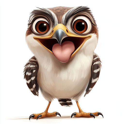 Humorous caricature of a falcon with exaggerated lips