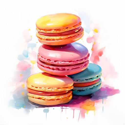 Macaron clipart in the style of Impressionistic Art