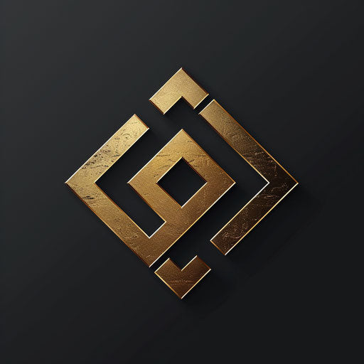 Luxurious logos in metallic gold and black on dark background