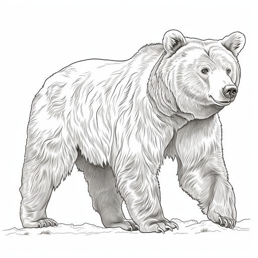 Coloring page of a brown bear in a captivating realistic outline