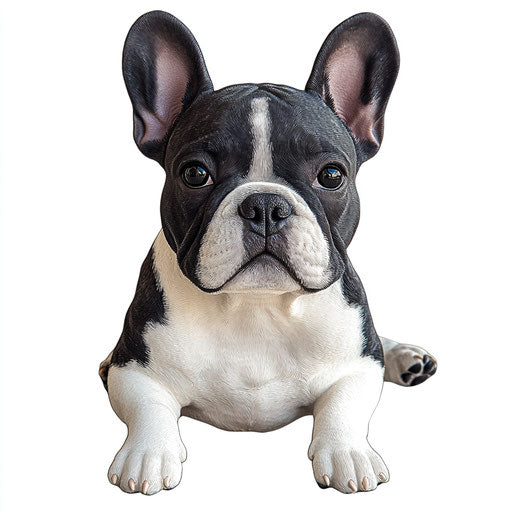 3D French bulldog on flat white background