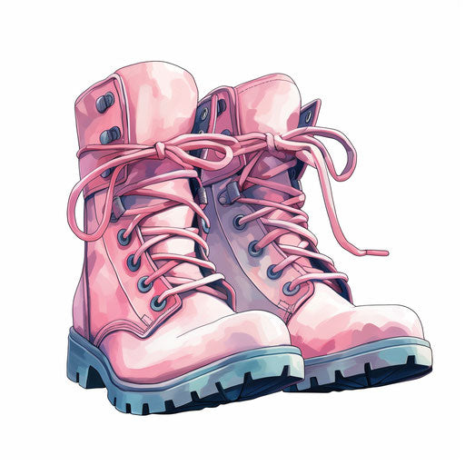 Illustration of boots in the style of Pastel Colors Art, on white background