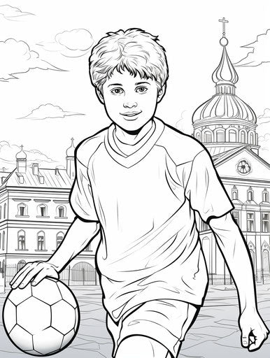 Amazing soccer child with a soccer ball, beautiful and pictorial