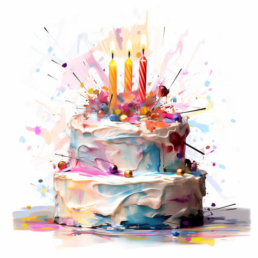 Funny happy birthday clip art in the style of Impressionistic Art