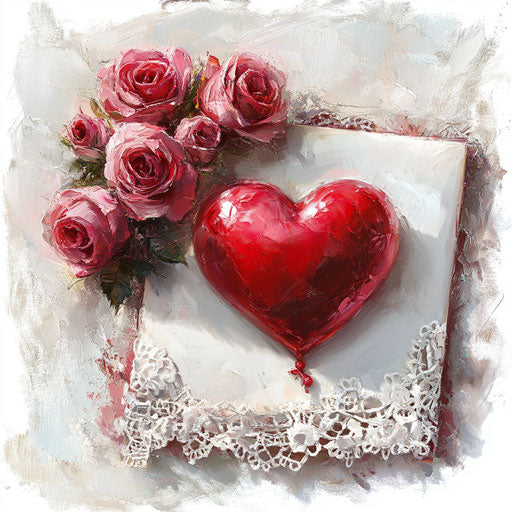 Valentine's Day, envelope with lace and roses